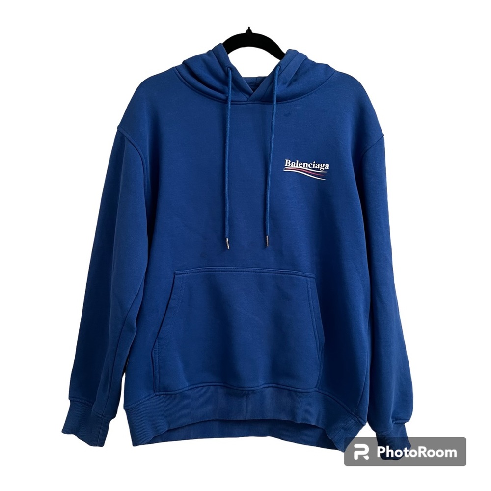 Balenciaga Campaign Logo Navy Hoodie size L - Used